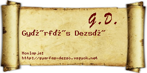 Gyárfás Dezső névjegykártya